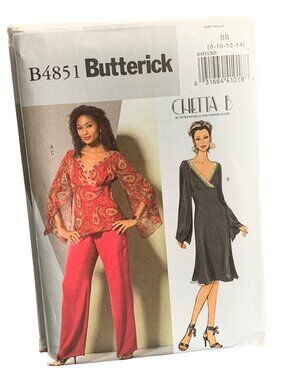 Butterick B4851 Chetta B Misses Top Dress Pant Sewing Pattern Size 8-10 12 14 Un